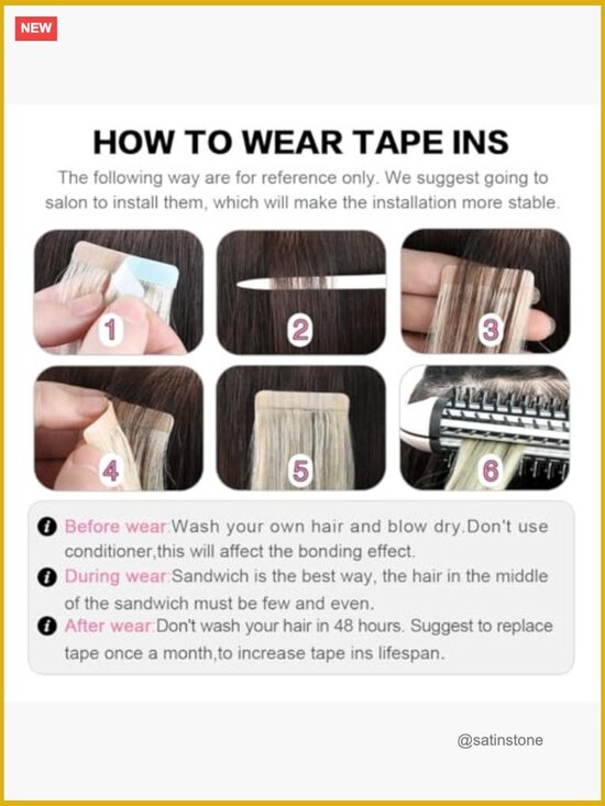 100% Remy Human Hair Tape-In Extensions 20 inch Straight Seamless Skin Weft